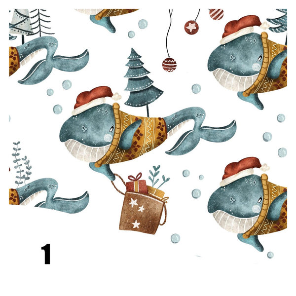 Christmas Whales Weiß