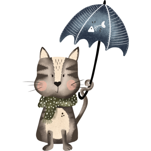 Bügelbild "Katze Regenschirm"